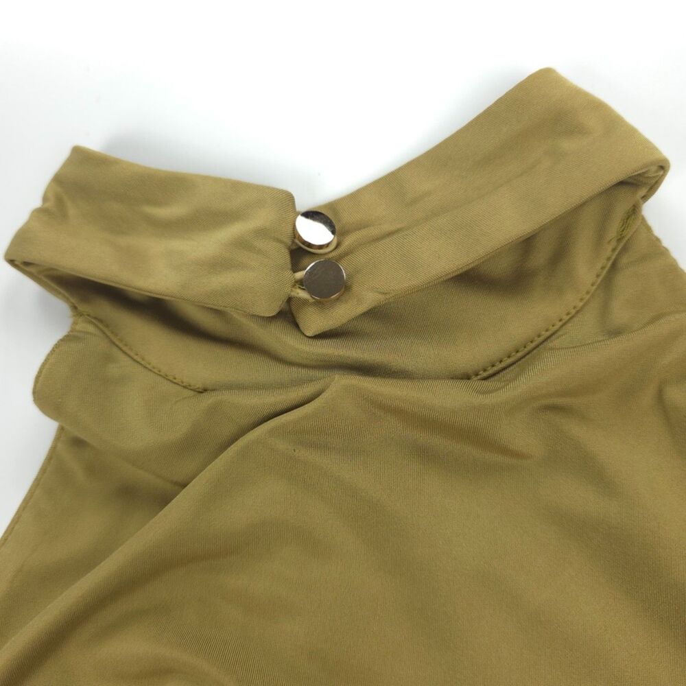 HOUSE OF CB Vittoria Draped Halter Maxi Dress Olive Romantic Svelte Goddess Boho - Picture 13 of 15